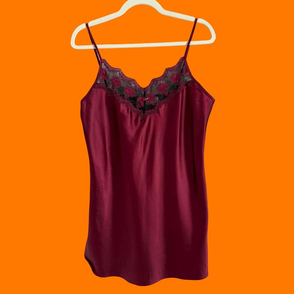 90's vintage vampy satin rosette lingerie slip dress MEDIUM